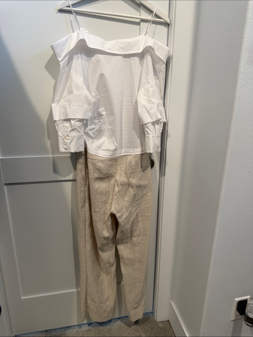 Jonathan Simkhai White & Beige Off-Shoulder Jumpsuit - Picture 6 of 10
